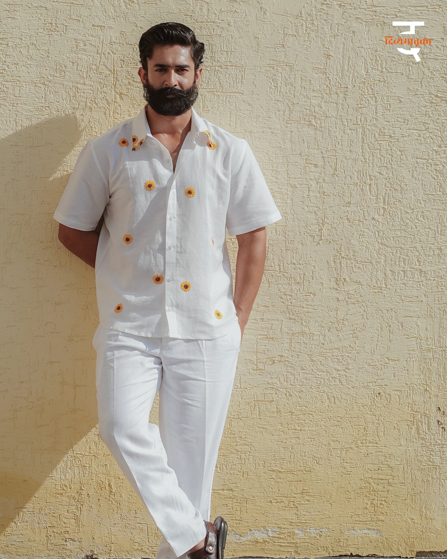 Sunshine Shirt - Hand Embroidered Sunflower | Pure Linen-Cotton