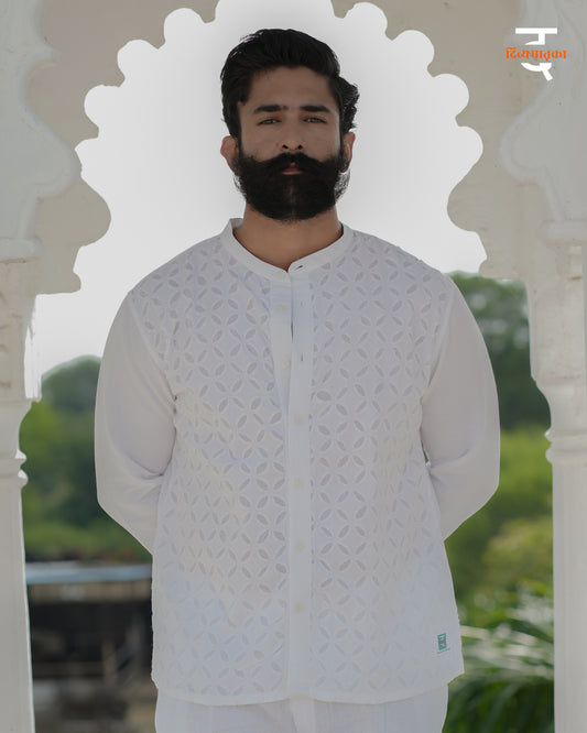 Mandarin Appliqué Shirt