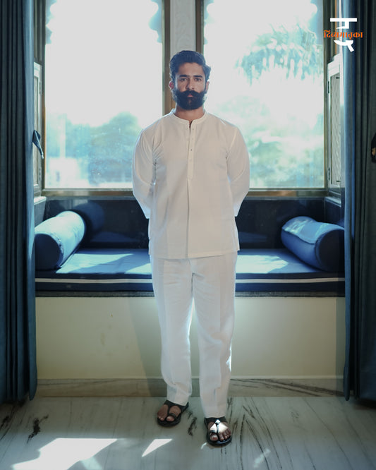 Classic White Linen Kurta