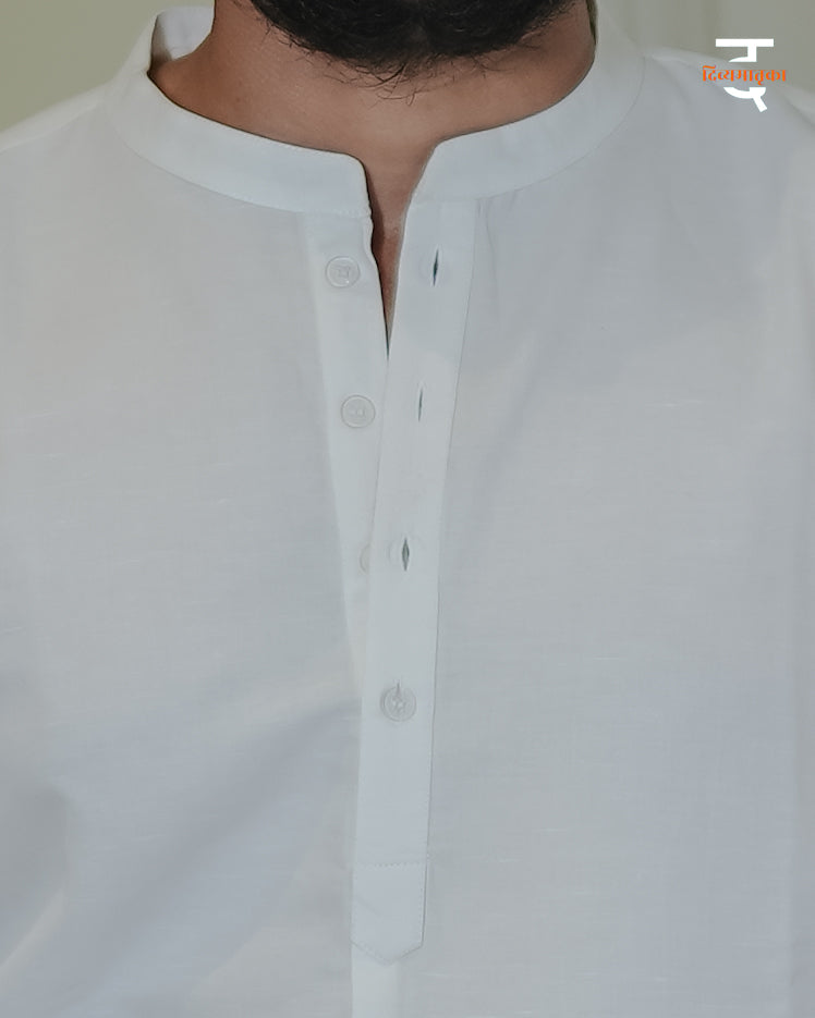 Classic White Linen Kurta
