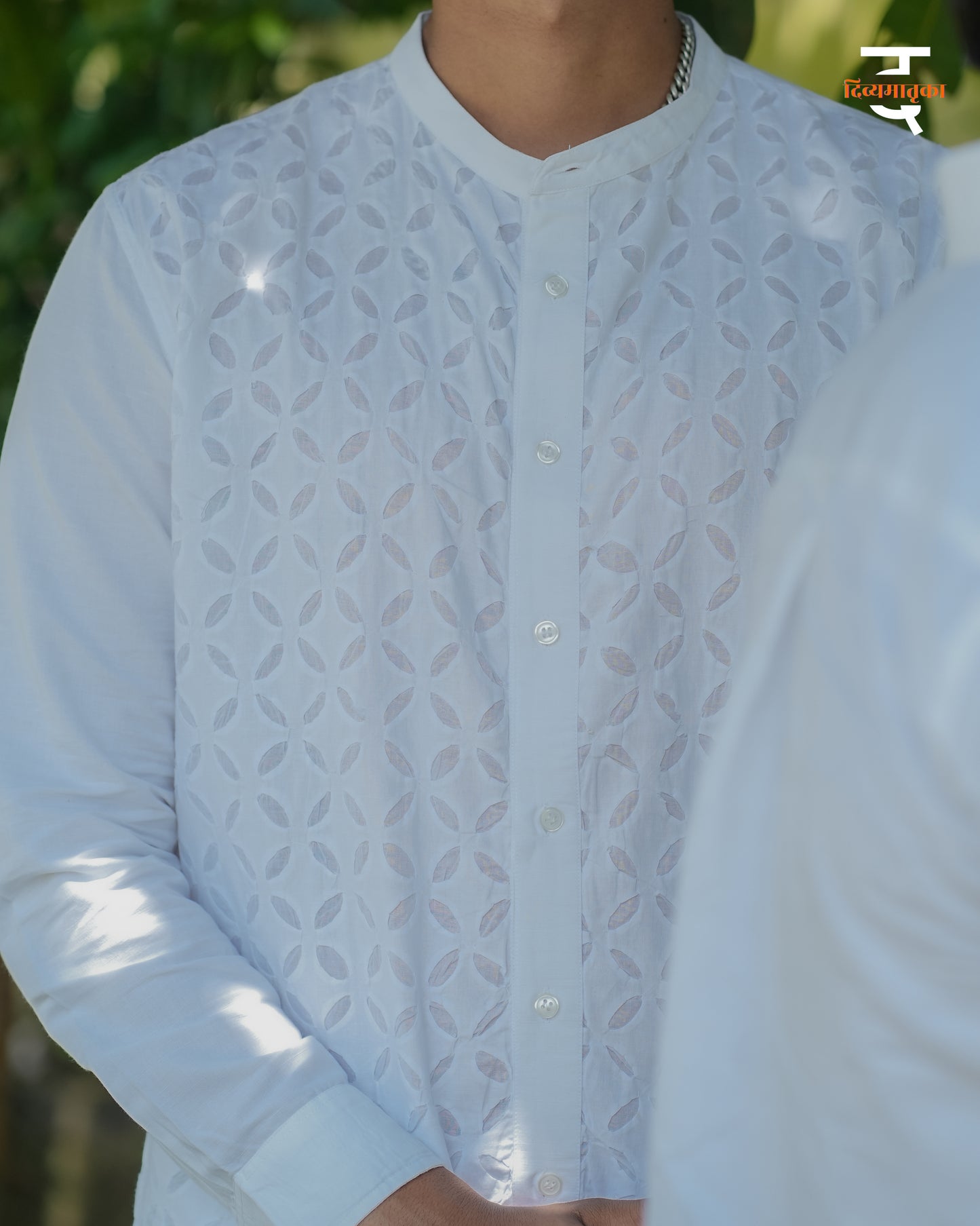 Mandarin Appliqué Shirt
